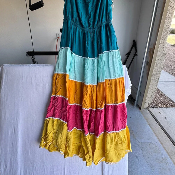 Lane Bryant Multicolor Boho Tiered Maxi Dress - Size 14/16 NWOT - Picture 3 of 8